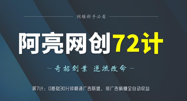 阿亮网创72计第7计：0基础30分钟精通广告联盟，接广告躺赚全自动收益-整合资源网
