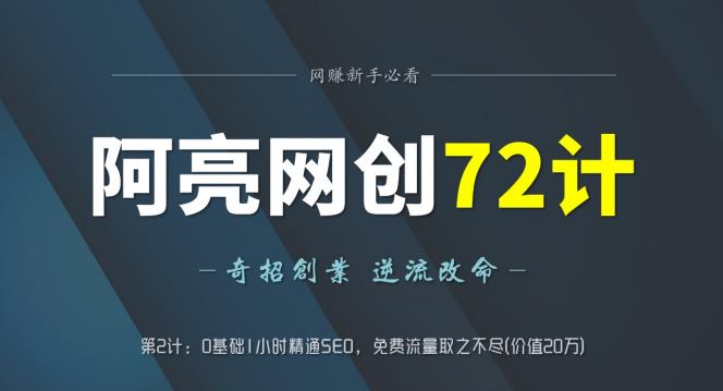 阿亮网创72计第2计：0基础1小时精通SEO，免费流量取之不尽(价值20万)-秀人资源网