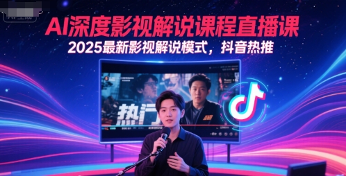 AI深度影视解说课程直播课，2025最新影视解说模式，抖音热推-秀人资源网