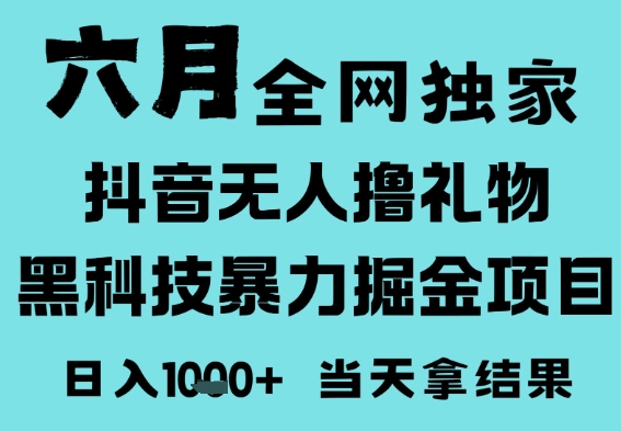 25年6月高爆抖音无人直播最新撸音浪掘金项目，门槛低小白可做，无脑日入1k，可矩阵放大【揭秘】-秀人资源网