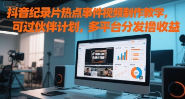 抖音纪录片热点事件视频制作教学，可过伙伴计划，多平台分发撸收益-整合资源网