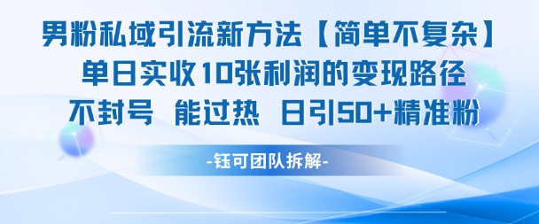 男粉私域引流新方法，单日收10张利润，日引流50+精准粉-秀人资源网