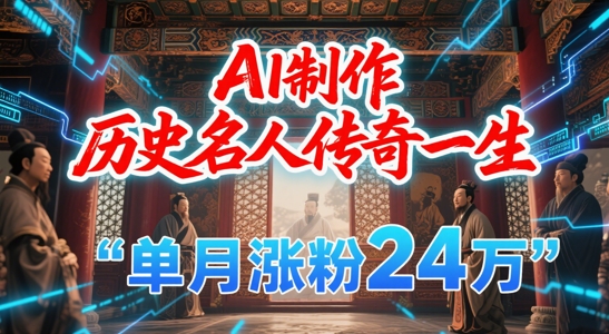 暴力起号！用AI制作历史名人传奇一生，单月涨粉24W，涨粉+变现赛道黑马来了-秀人资源网