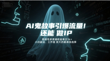 AI鬼故事引爆流量，还能做IP，视频号多渠道收益单日1k+，小白副业、工作室放大的最佳选择-秀人资源网