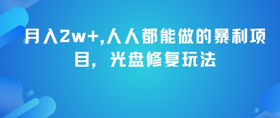 月入2w+，人人都能做的暴利项目，光盘修复玩法-秀人资源网