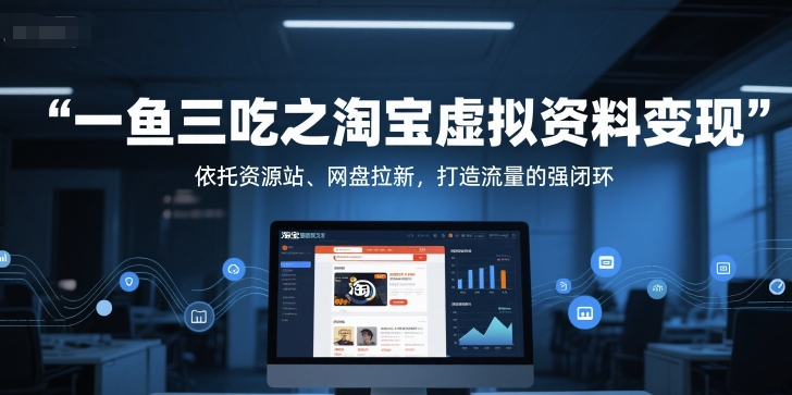 一鱼三吃之淘宝虚拟资料变现，依托资源站、网盘拉新，打造流量的强闭环-整合资源网