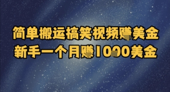 简单搬运搞笑视频挣美金，新手一个月入1k美金-秀人资源网