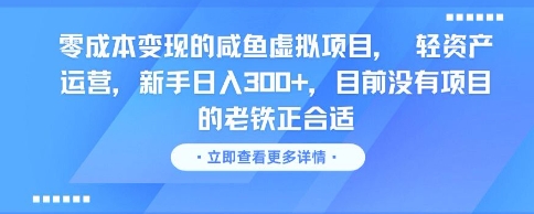 零成本变现的咸鱼虚拟项目， 轻资产运营，新手日入3张+，目前没有项目的老铁正合适-秀人资源网