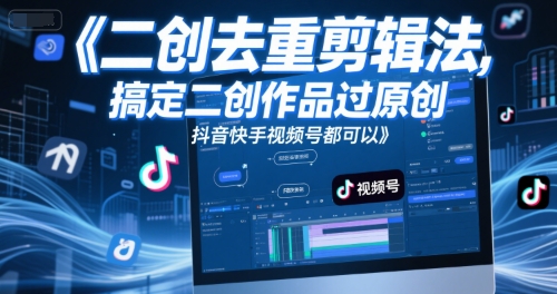 短视频二创去重剪辑法，搞定二创作品过原创，抖音快手视频号都可以-秀人资源网