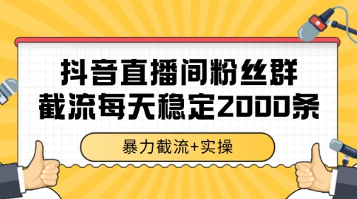 抖音直播间粉丝群暴力截流，一台电脑每天稳定2000条数据【揭秘】-秀人资源网