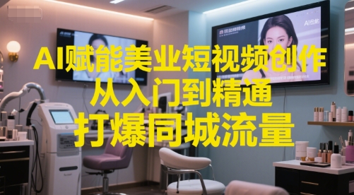 AI赋能美业短视频创作，从入门到精通，打爆同城流量，超级AI工具短视频实操落地-秀人资源网