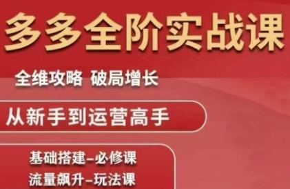 拼多多全阶实战课程，全维攻略，破局增长，从新手到运营高手-秀人资源网