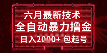 六月最新技术全自动暴力撸金，稳定日入2k+包起号，长期稳定【揭秘】-秀人资源网