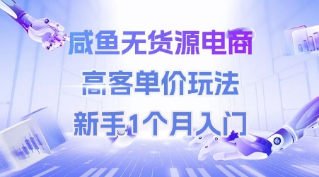 咸鱼无货源电商，高客单价玩法，新手1个月入门-秀人资源网