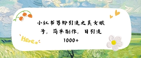 小红书男粉引流项目之美女账号6，简单制作，条条爆款原创，不违规-秀人资源网