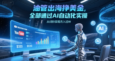 油管出海挣美金，全部通过AI自动化实操，从0到1实现月入过W-秀人资源网