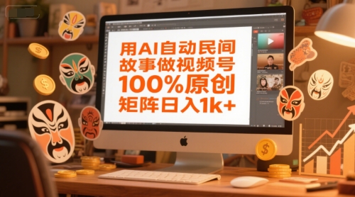 用AI自动民间故事做视频号，100%原创，矩阵日入1k+-秀人资源网