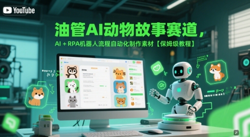 油管AI动物故事赛道，AI+RPA机器人流程自动化制作素材【保姆级教程】-秀人资源网