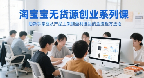 淘宝无货源创业系列课，助新手掌握从产品上架到盈利选品的全流程方法论-秀人资源网