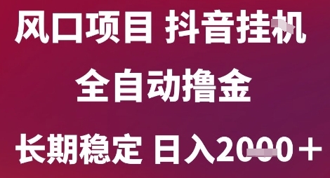 风口项目，六月最新玩法抖音无人挂G，全自动撸金，长期稳定 日入2k+【揭秘】-整合资源网