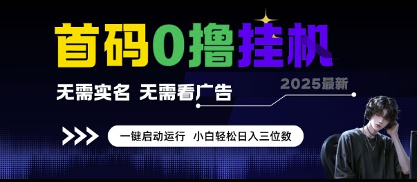 首码0撸挂G项目，无需实名无需看广告 一键启动运行，小白轻松日入三位数【揭秘】-秀人资源网
