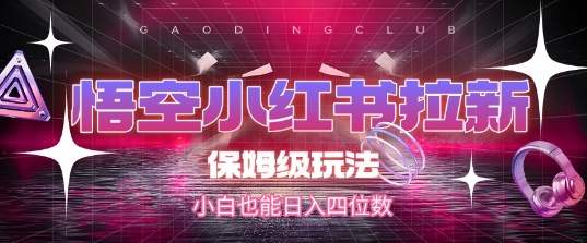 悟空小红书拉新，保姆级玩法，小白也能日入四位数-秀人资源网