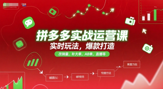 拼多多实战运营课，实时玩法，爆款打造，改销量，补大单，AB单，直播等（更新2025月）-秀人资源网