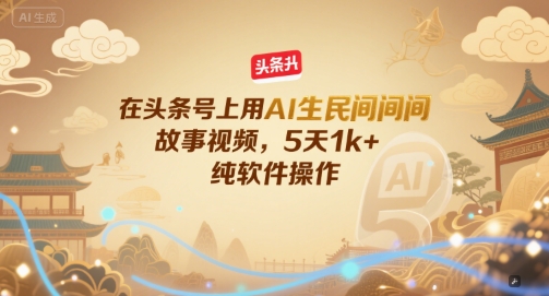 在头条号上用AI生民间故事视频，5天1k+，纯软件操作-秀人资源网