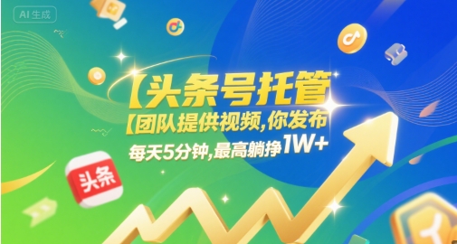【头条号托管 】团队提供视频，你发布，每天5分钟，最高躺挣1W+【揭秘】-秀人资源网