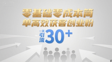 零基础零成本简单高效获客创业粉，一天引流30+-秀人资源网