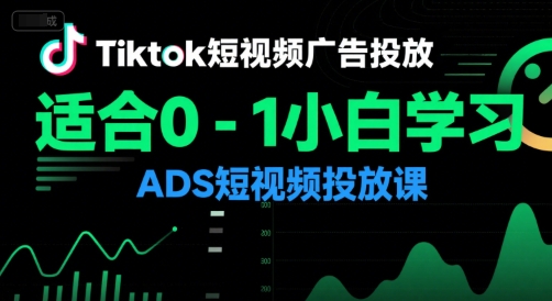 Tiktok短视频广告投放，适合0-1小白学习ADS短视频投放课-秀人资源网