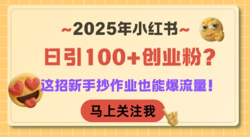 2025年小红书日引100+创业粉？这招新手抄作业也能爆流量！-整合资源网