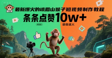 最新爆火的峨眉山猴子短视频制作教程，条条点赞10w+，谁做谁火【教程+提示词】-整合资源网