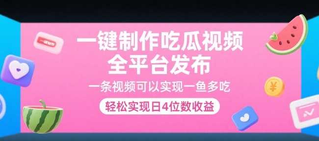 一键制作吃瓜视频，全平台发布，一条视频可以实现一鱼多吃，轻松实现日4位数收益【揭秘】-整合资源网