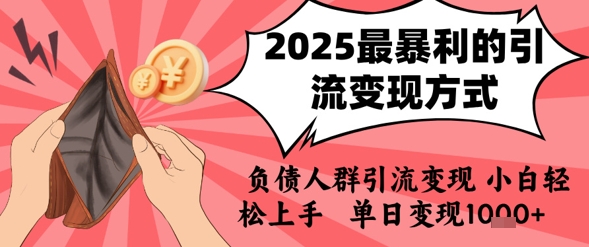 2025年最暴利的引流变现方式，负债人群引流变现，小白轻松上手，日入1k-整合资源网