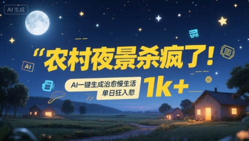 农村夜景杀疯了！AI一键生成治愈系慢生活，单日狂入1k+-整合资源网