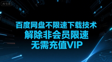 百度网盘不限速下载技术，解除非会员限速，无需充值VIP-整合资源网