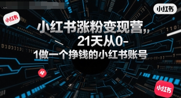小红书涨粉变现营，21天从0-1做一个挣钱的小红书账号-整合资源网