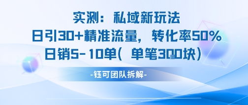 实测私域新玩法日引30加精准流量转化率50%日销5-10单每笔3张-整合资源网