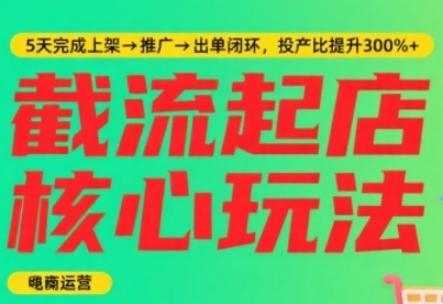淘宝截流快速起店玩法，掌握暴力快速起店的流程，5天完成上架-推广-出单闭环-整合资源网