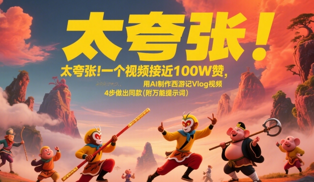 太夸张！一个视频接近100W赞，用AI制作西游记Vlog视频，全流程拆解来了(附万能提示词)-整合资源网