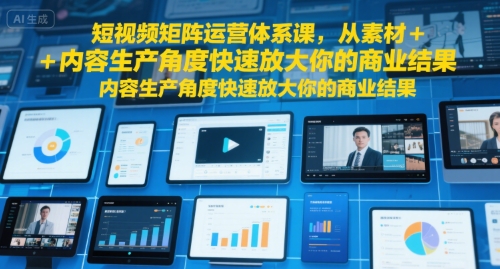 短视频矩阵运营体系课，从素材+内容生产角度快速放大你的商业结果-整合资源网