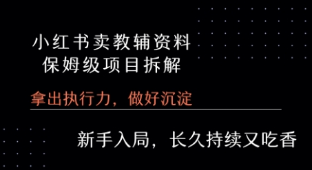 小红书卖小学教辅资料  保姆级项目拆解  1次课程彻底讲清楚!-整合资源网