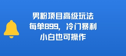 男粉项目高级玩法，每单899，冷门暴利，小白也可操作-整合资源网