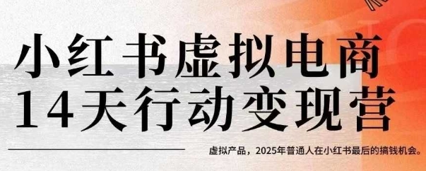 小红书虚拟电商14天变现训练营，虚拟产品，2025年普通人在小红书最后的搞钱机会-整合资源网