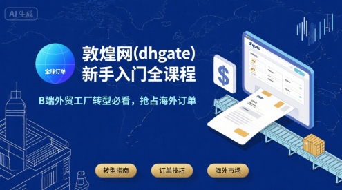 敦煌网(dhgate)新手入门全课程，B端外贸工厂转型必看，抢占海外订单-整合资源网
