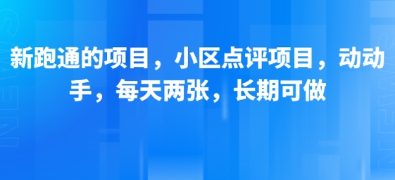 新跑通的项目，小区点评项目，动动手，每天两张，长期可做-整合资源网