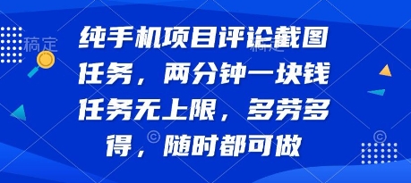 纯手机项目评论截图任务，两分钟一块钱 任务无上限多劳多得，随时随地都能做【揭秘】-整合资源网