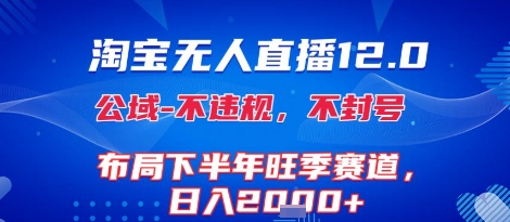 淘宝无人直播12.0，不封号，不违规，布局下半年旺季赛道，日入1k+(独家技术)【揭秘】-整合资源网