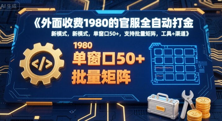 外面收费1980的官服全自动打金，新模式，单窗口50+，支持批量矩阵，工具+渠道【揭秘】-整合资源网